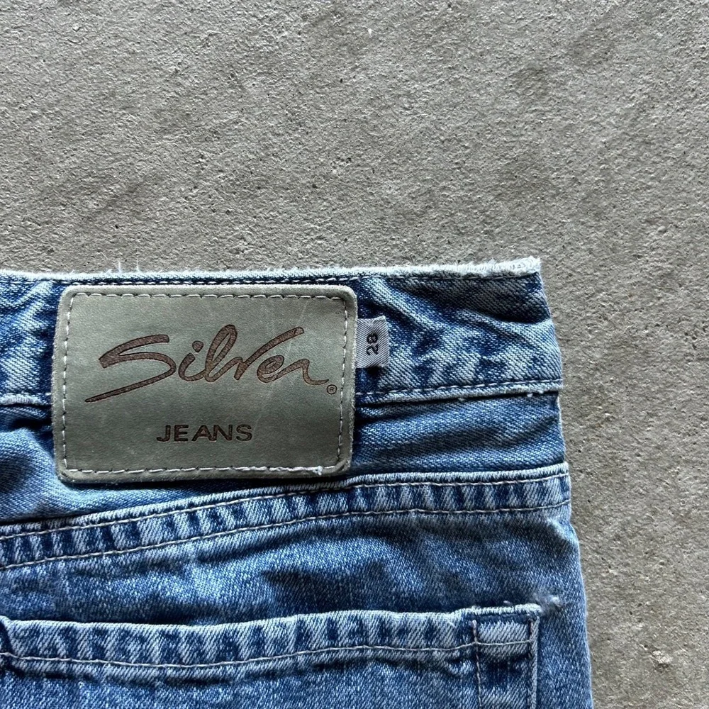 Vintage Silver Bootcut Jeans Womens 28x30 Blue Faded Wash Denim Button Fly Flare